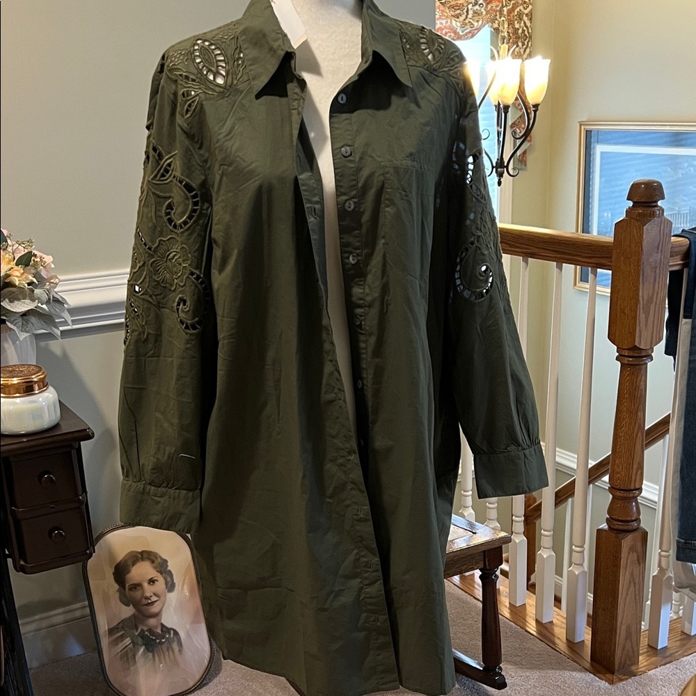 Sundance Olive Sonda Lace Shirt/Blouse/Dress with liner, NWT, Large - Picture 3 of 6